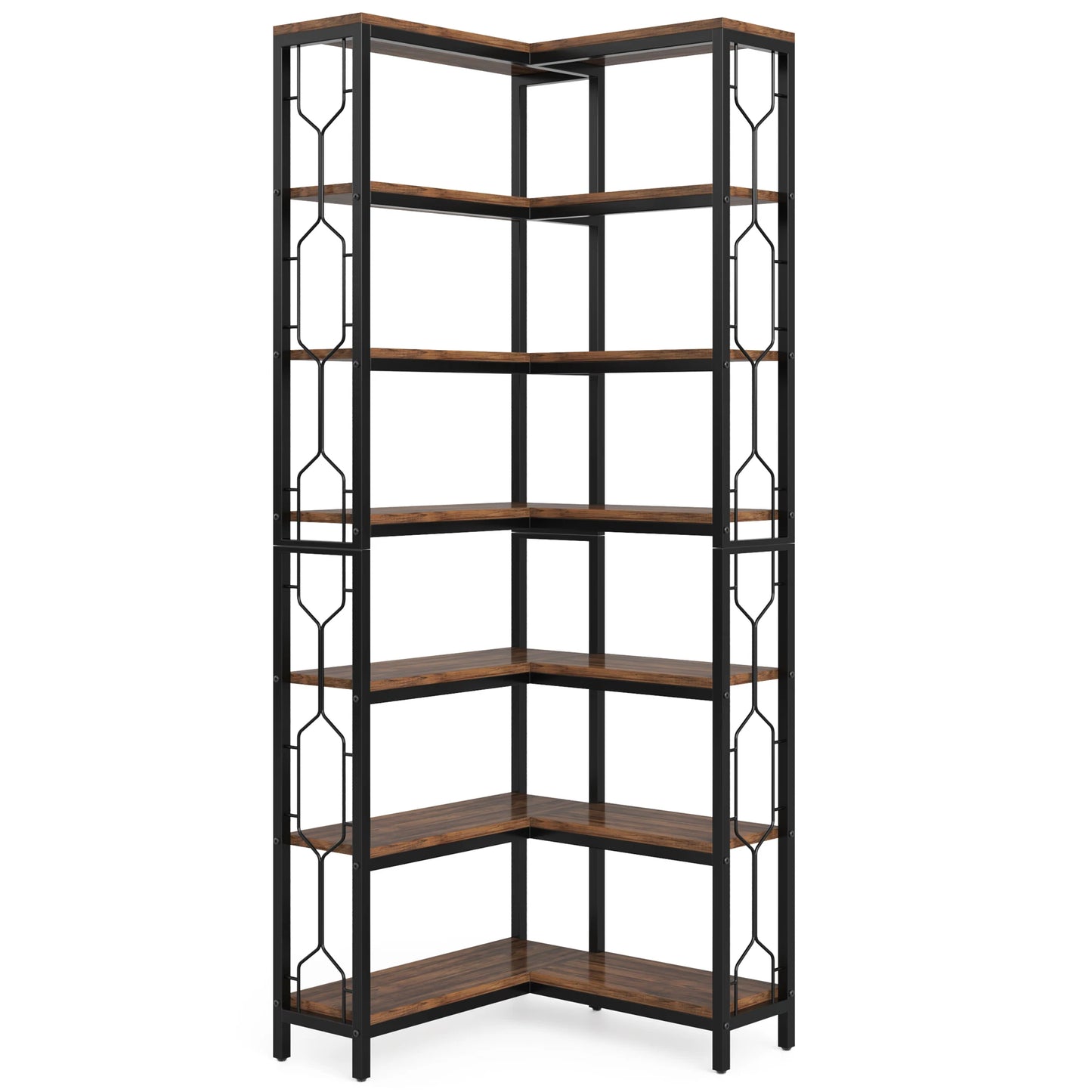 Ljustra 7-Shelf Corner Bookshelf Modern Corner Bookcase Storage Rack