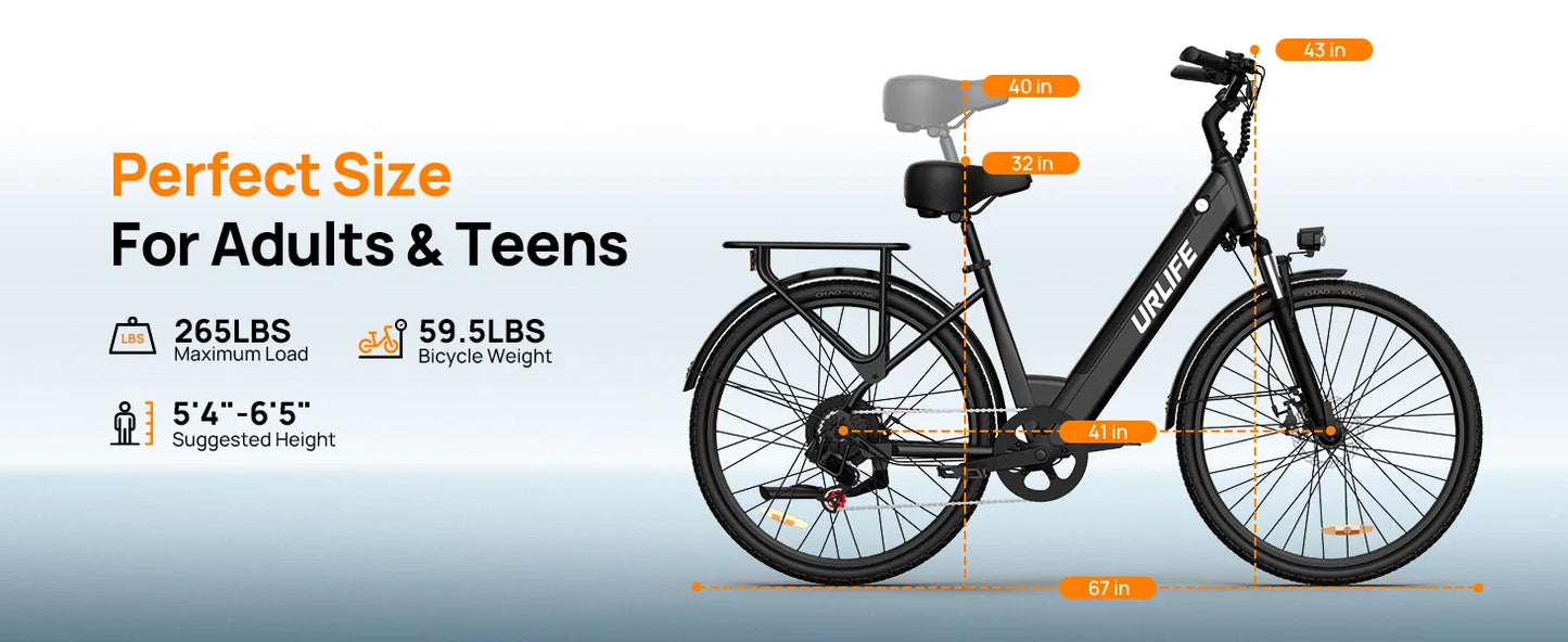 Peak 750W Electric Bike Adults 48V 10.4Ah Removable Battery 20MPH
