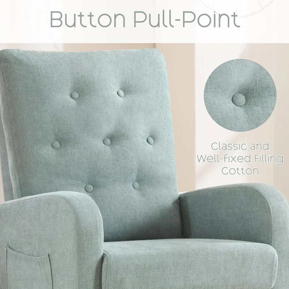 Swivel Rocking Chair Nursery Glider Upholstered Linen Armchair Indoor