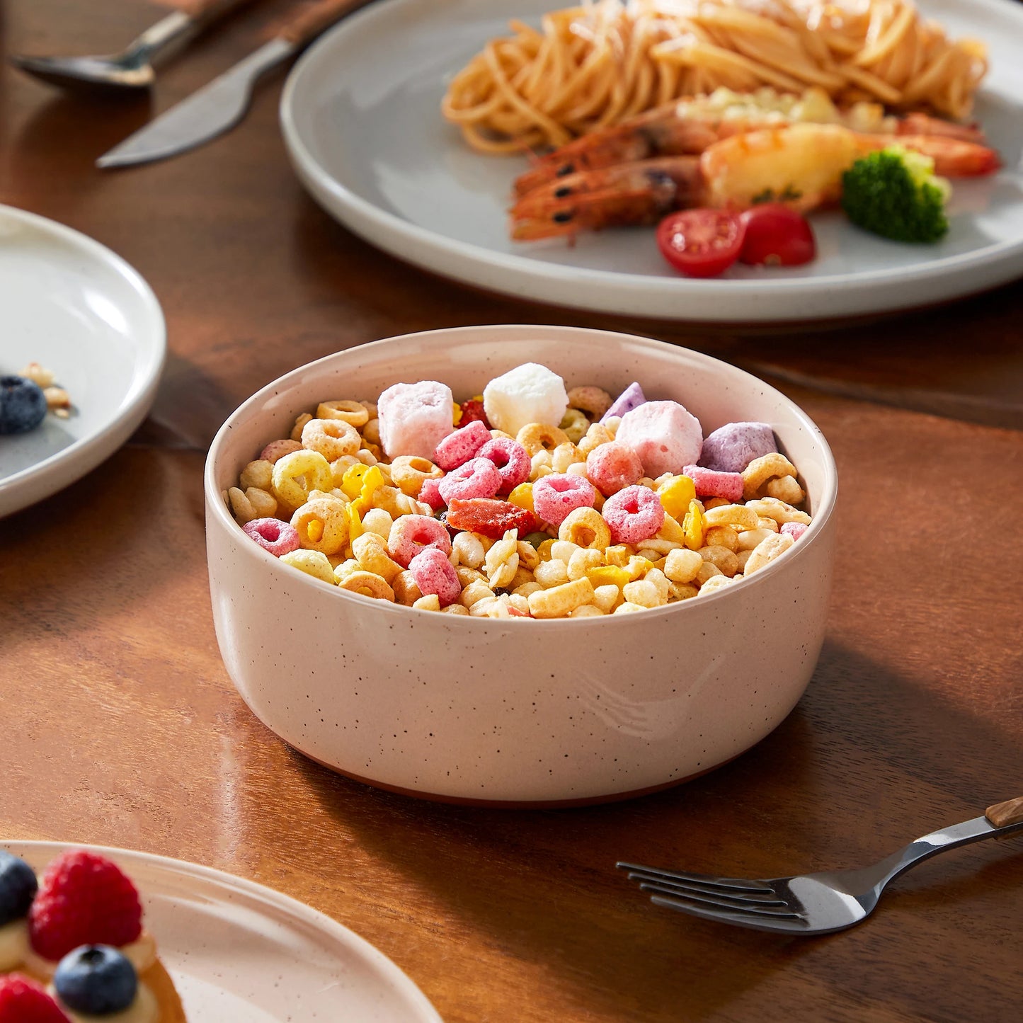 Ljustra 12/24 Pcs Dinnerware Set Curved Edge Stoneware Plates