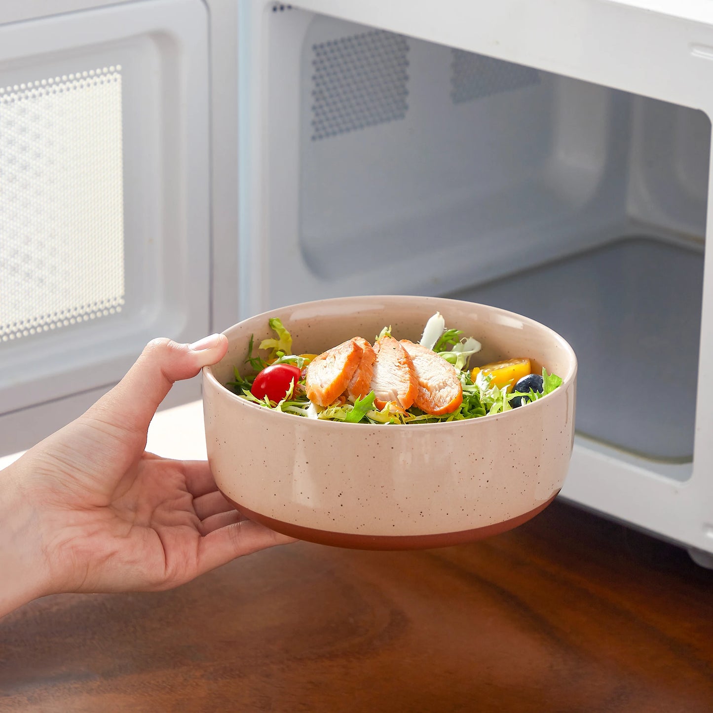 Ljustra 12/24 Pcs Dinnerware Set Curved Edge Stoneware Plates