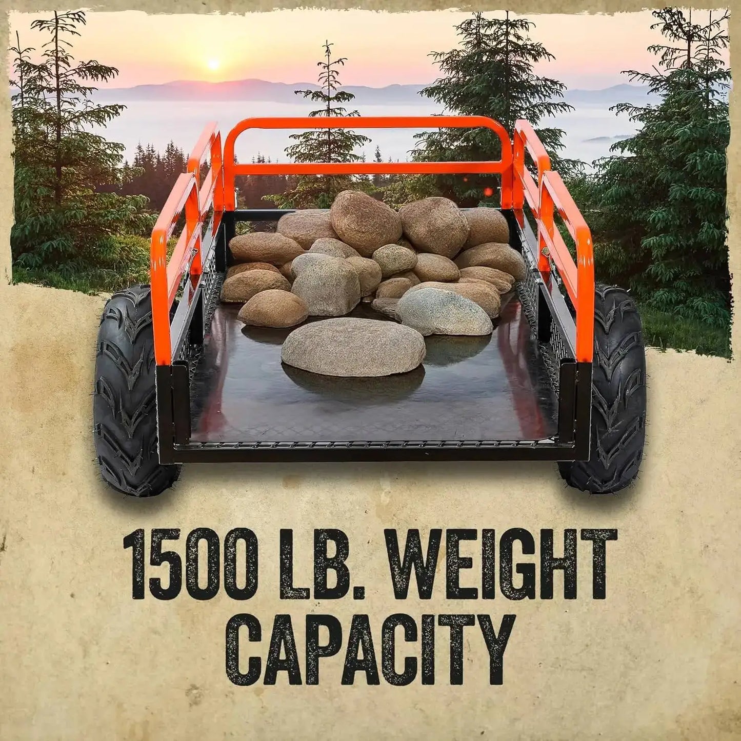 Ljustra Utility Trailer ATV Cart Dump Cart Tow Behind for Lawn Mower