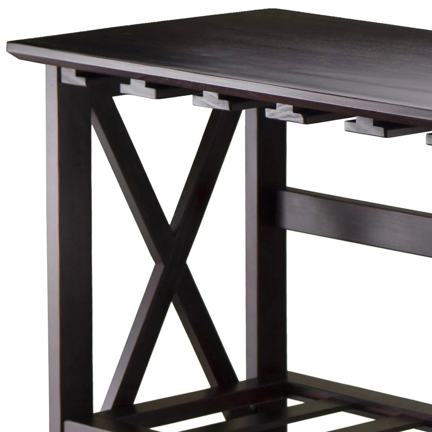 Ljustra Display Wine Rack Espresso Finish Holds 24 Bottles Glasses