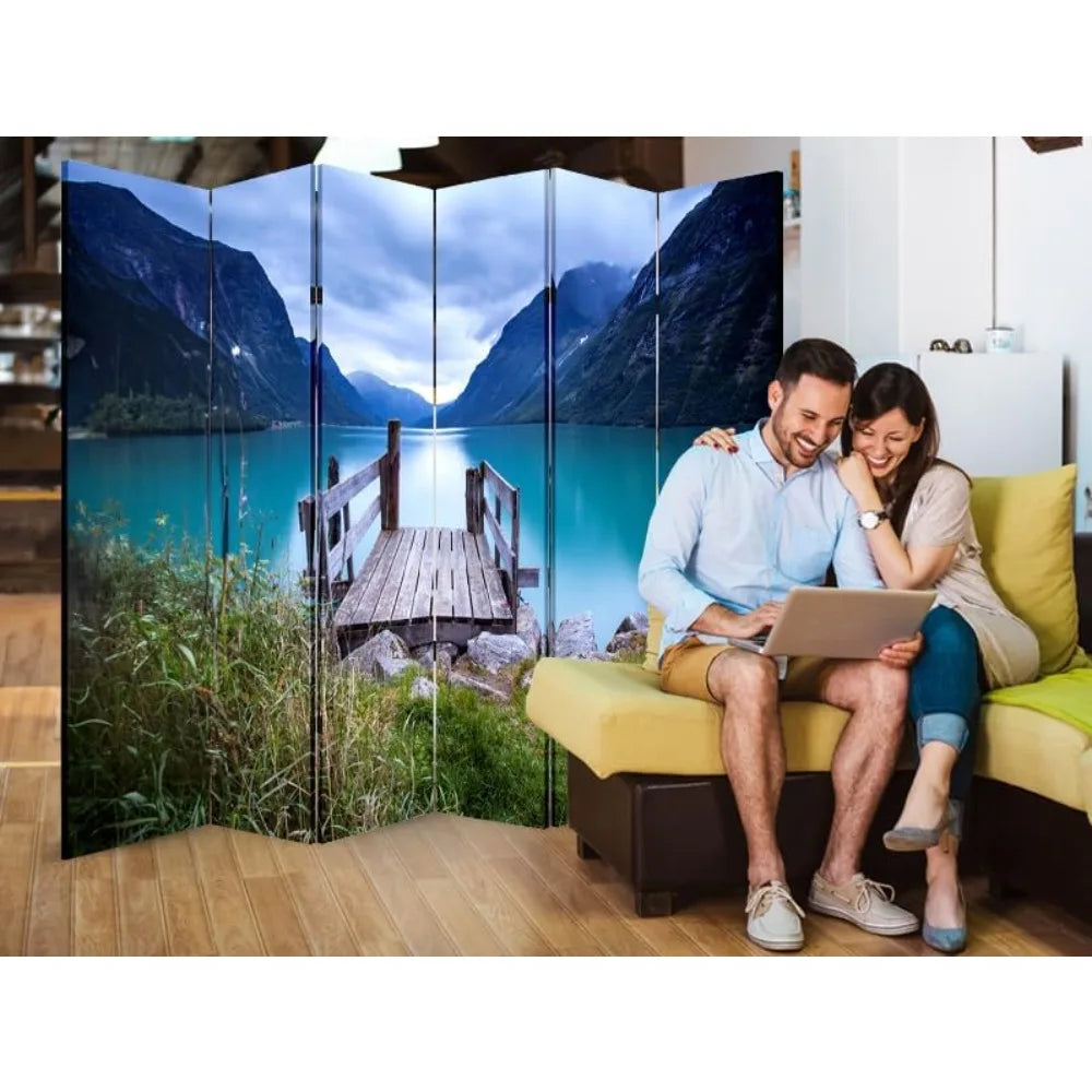 6 Panel Privacy Screen Room Divider Water Resistant for Home Office Living Room