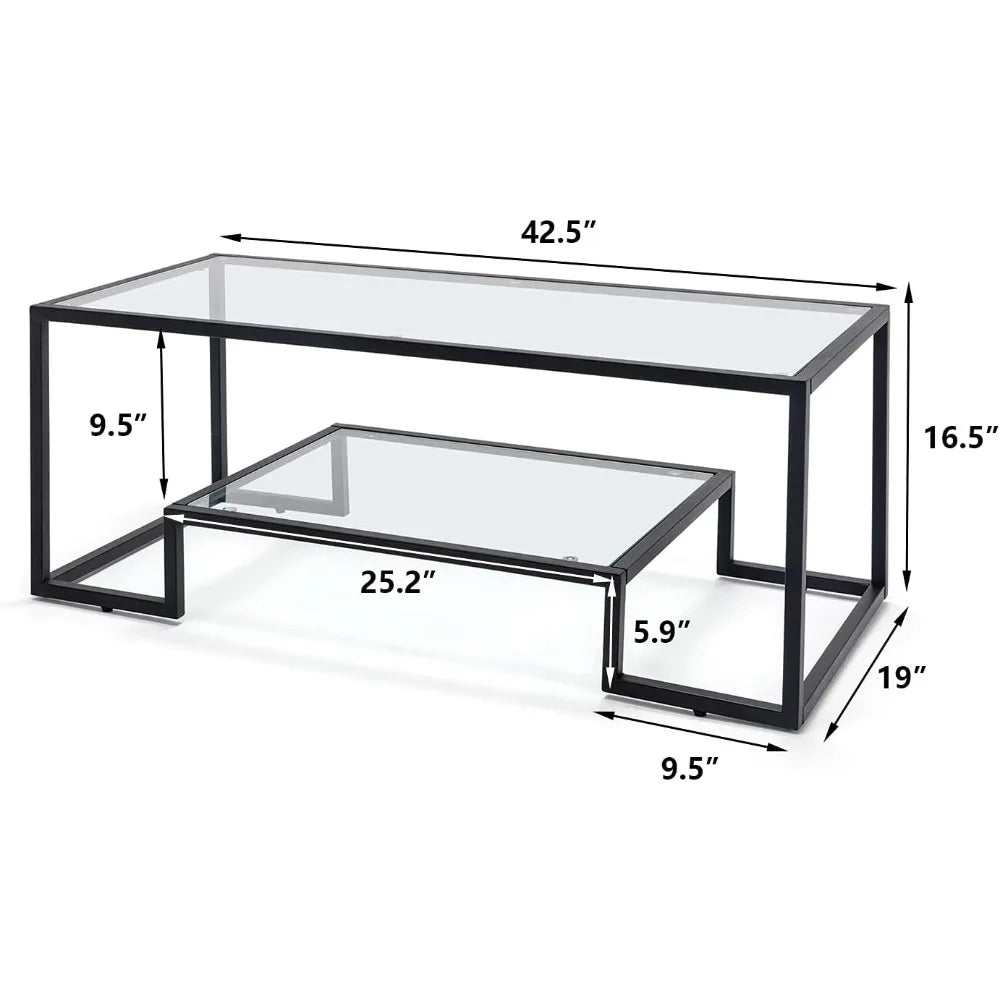 Modern Glass Coffee Table Set with 2 End Tables for Living Room
