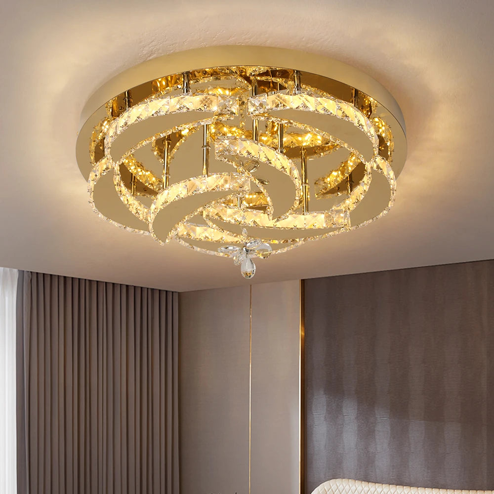 Modern Crystal Drop Chandelier LED Ceiling Light Home Decor