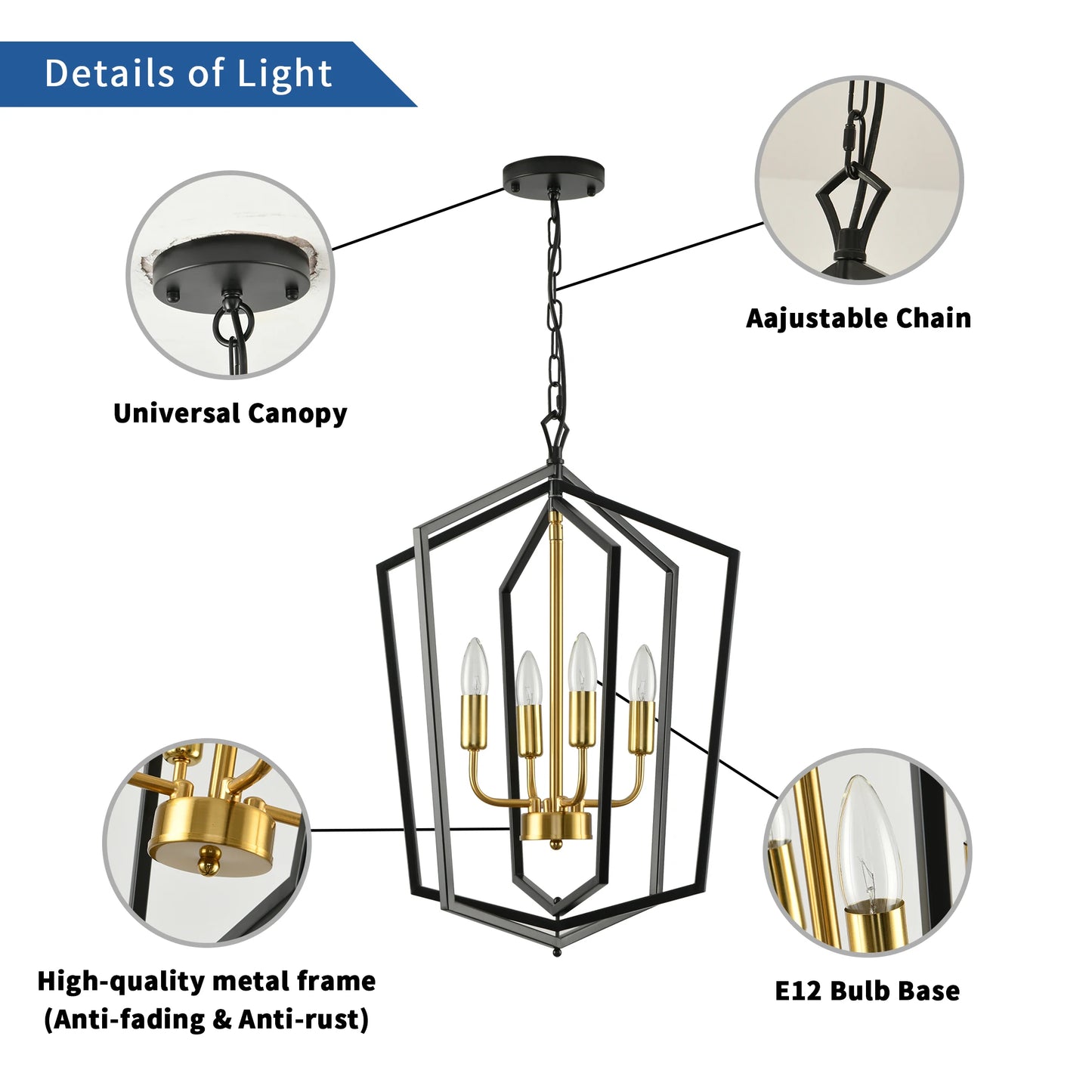Luxury 4 Light Chandeliers Industrial Pendant Lighting Kitchen Dining Room