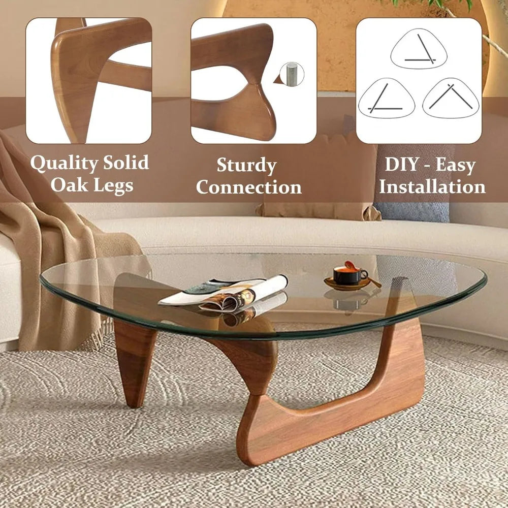 Triangle Glass Coffee Table Modern Abstract End Table for Living Room
