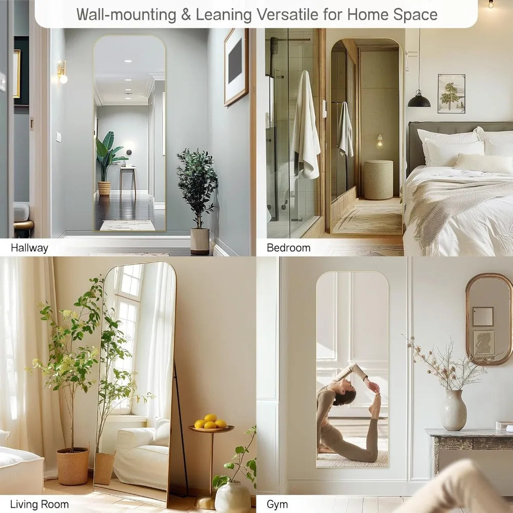 Full Length Freestanding Arched Mirror 64"x21" Wall Mounted Floor Mirror