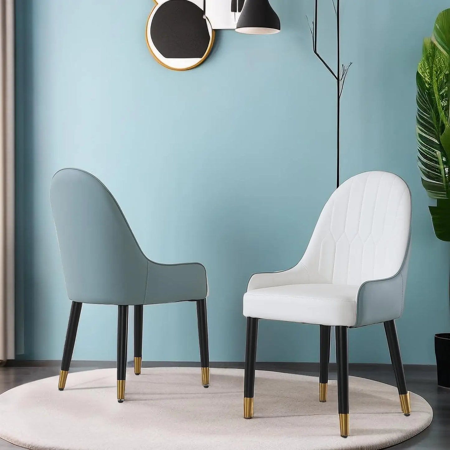 Modern Dining Chairs Set of 2 Upholstered Leisure Chairs Wood Legs