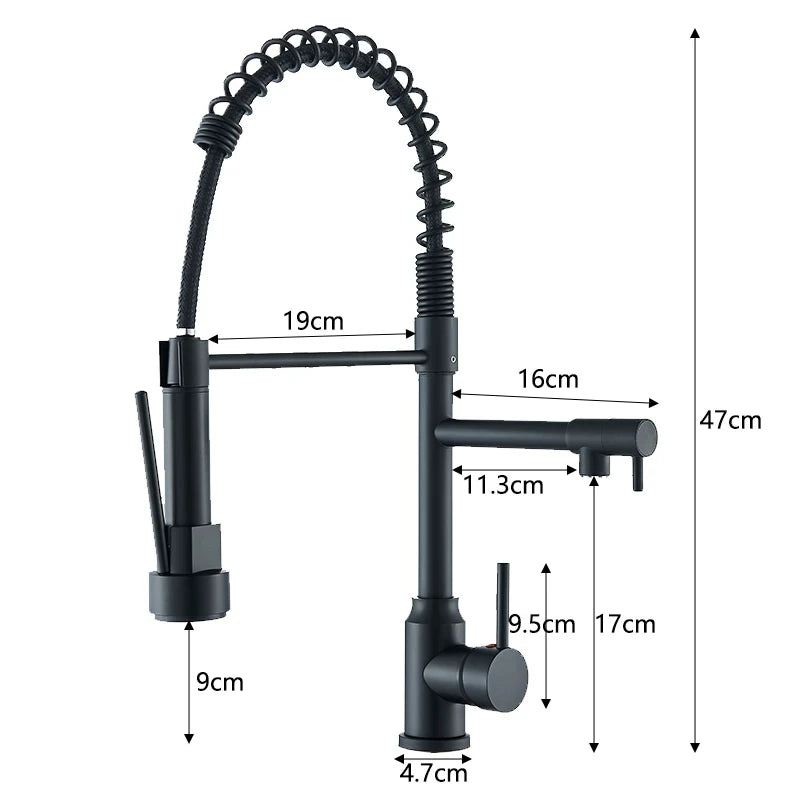 Black Kitchen Sink Faucet Pull Down Hot Cold Water Mixer 360 Rotation