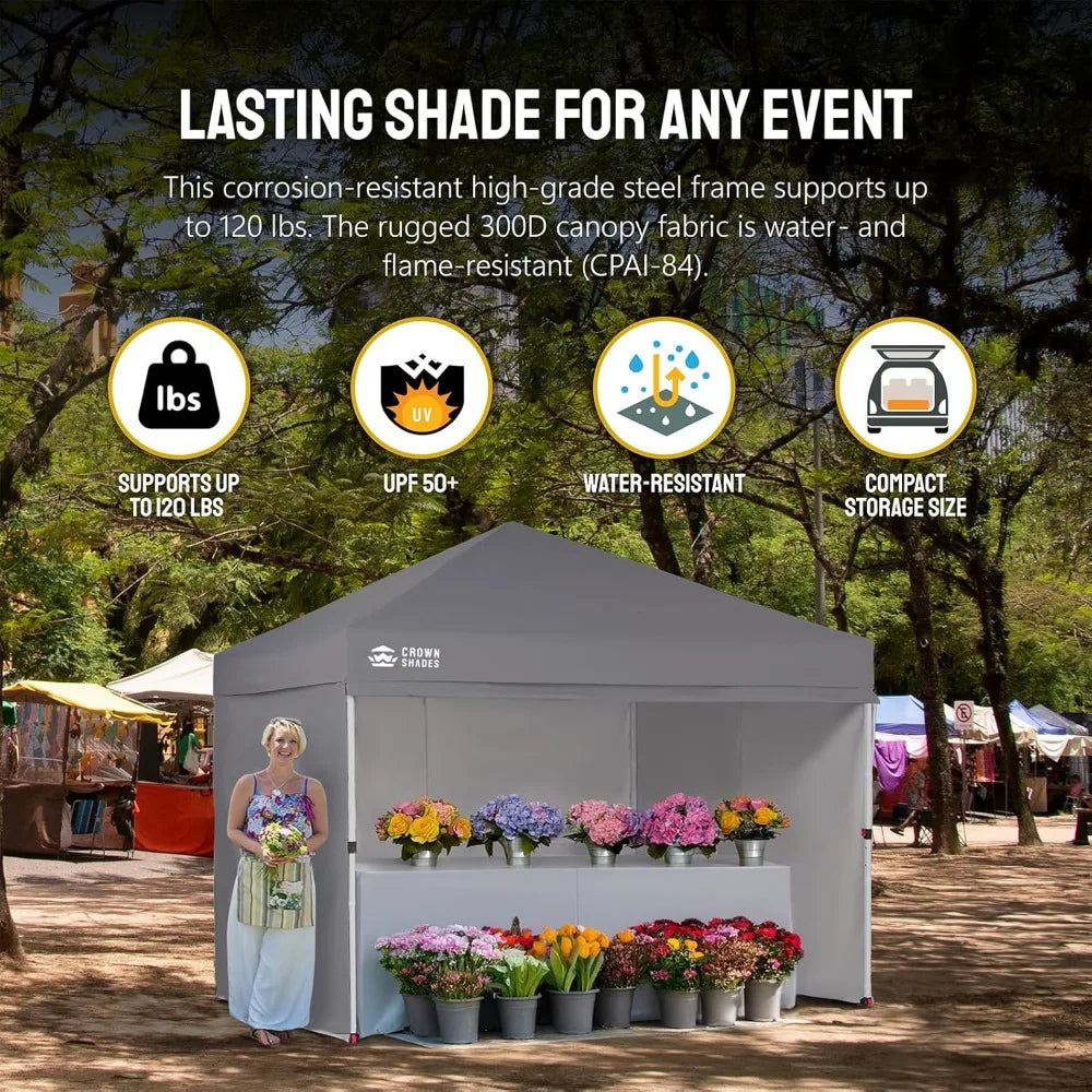 10x10 Instant Canopy Pop Up Tent with 4 Sidewalls for Outdoor Events