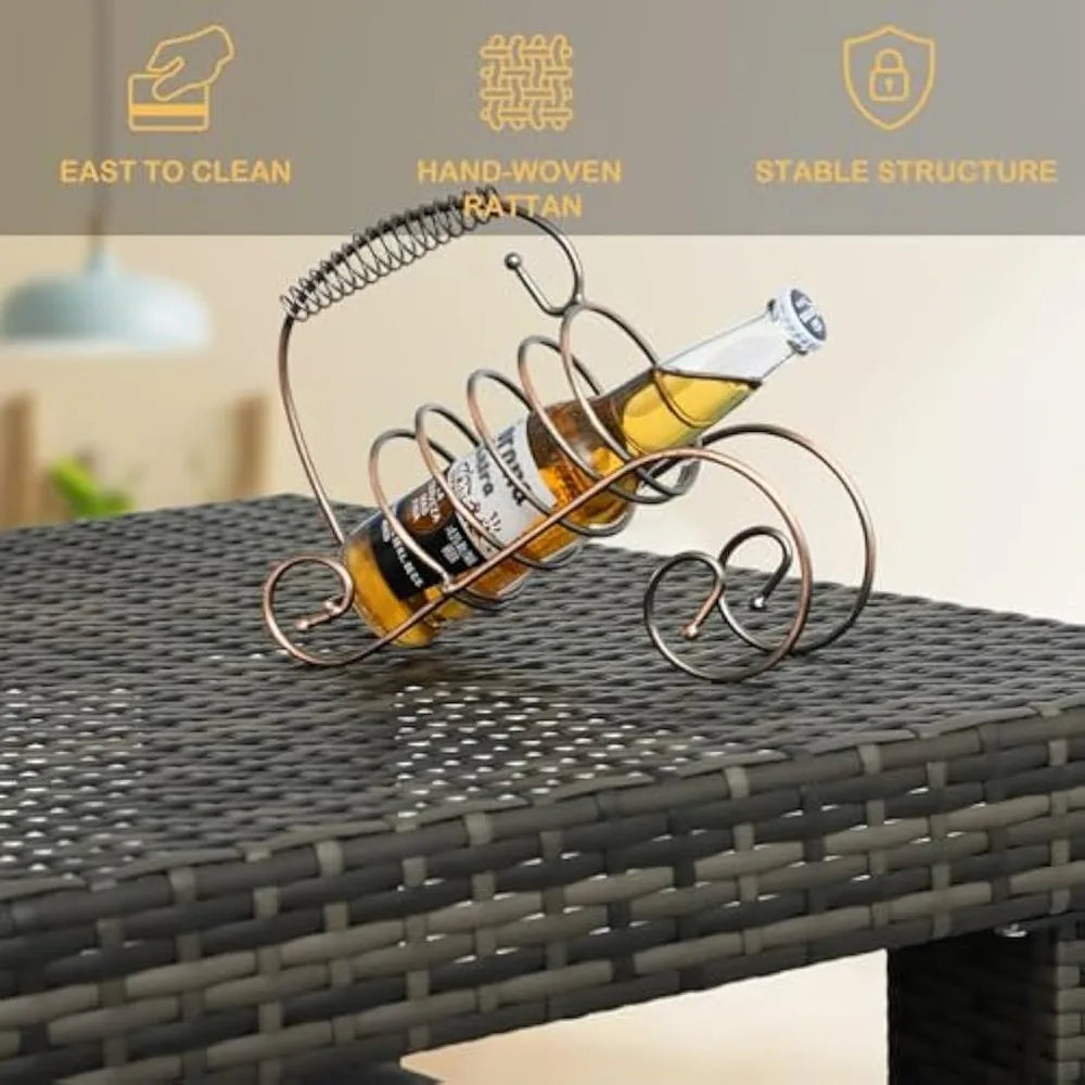 5-Piece Patio Dining Set Rattan Outdoor Table and Chairs for 4