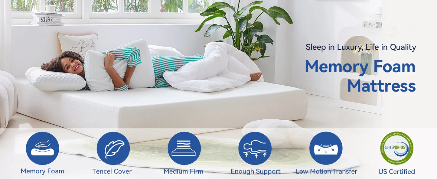 Ljustra Queen Size Mattress Gel Foam Tencel Cooling Medium Firm