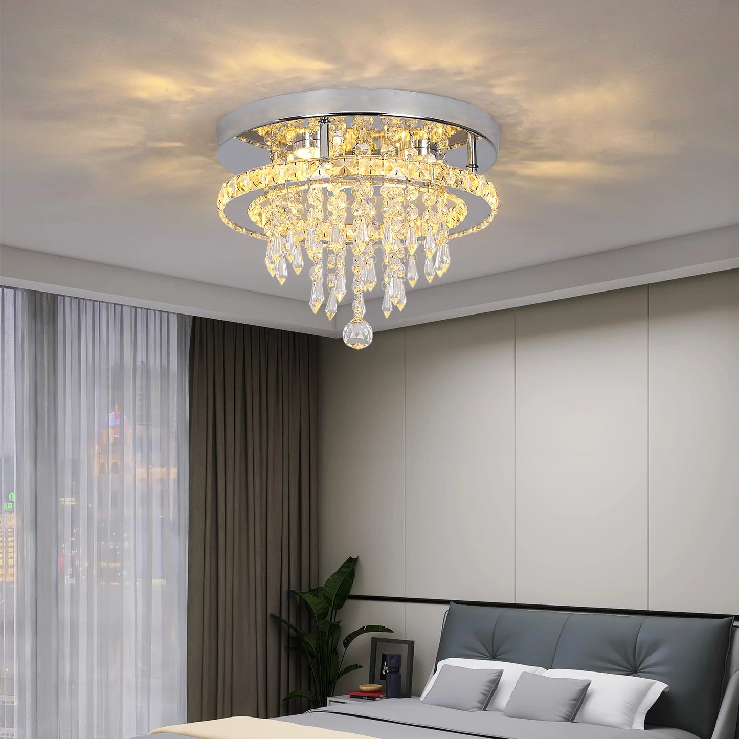 Modern K9 Crystal Chandelier Ceiling Light Fixture LED Pendant Lamp