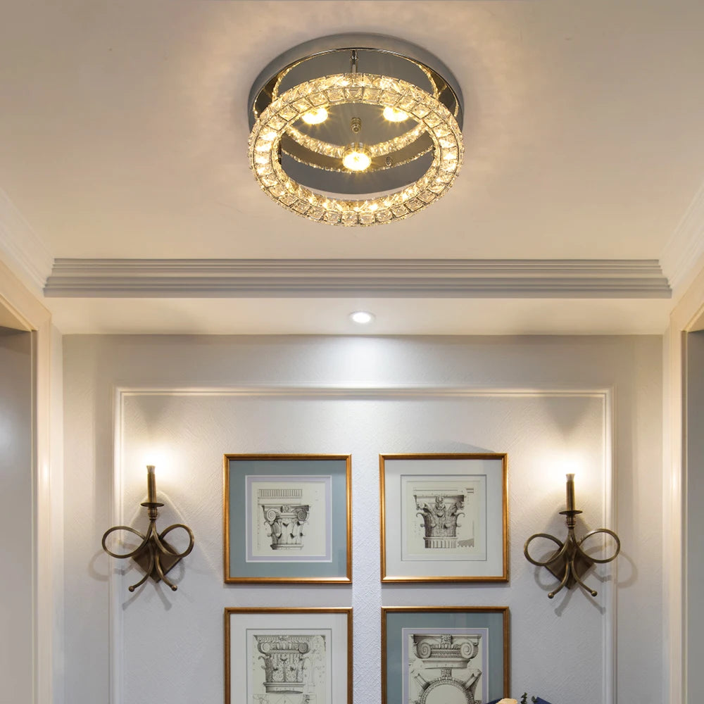 Modern Crystal Chandelier Ceiling Lamp LED Dimmable Pendant Light