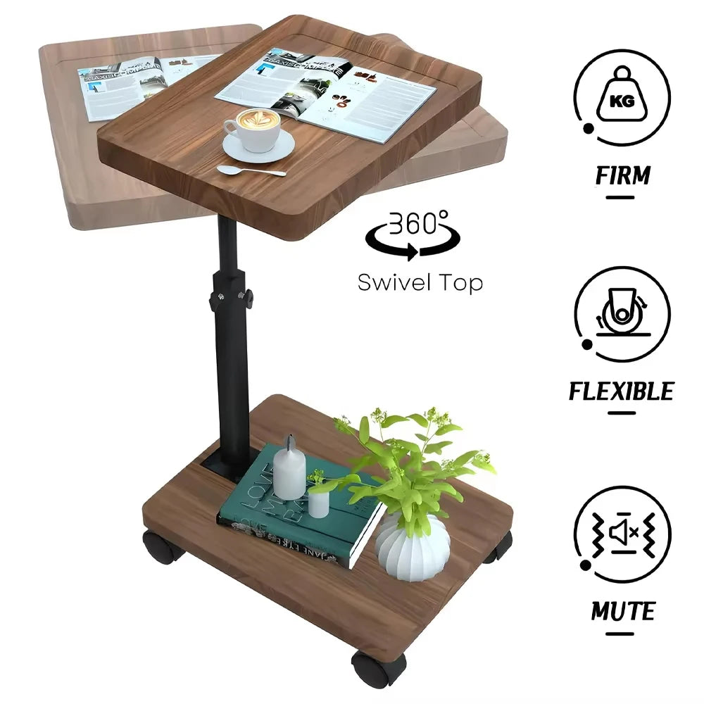 Ljustra 360° Rotatable Laptop Desk Adjustable Rolling Cart Sofa Tray Table