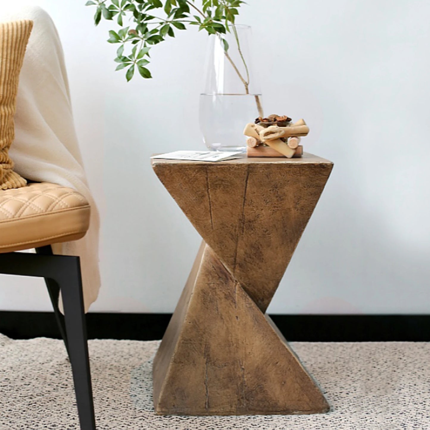 Lightweight Concrete Accent Table Modern Side Table Indoor Outdoor