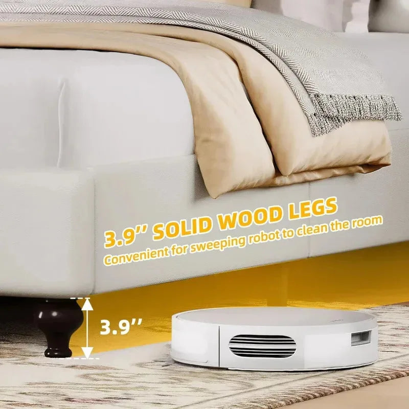 Ljustra King Size Platform Bed with 54 Inch Tall Headboard PU Leather