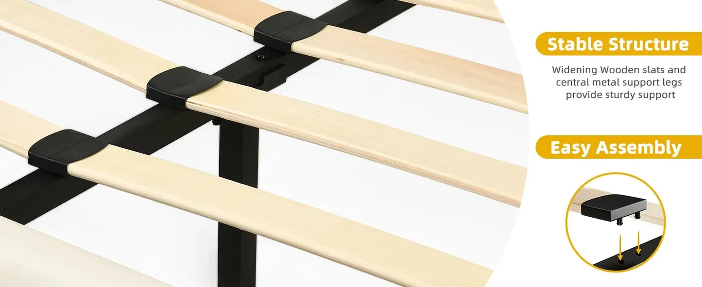 Ljustra King Size Platform Bed with 54 Inch Tall Headboard PU Leather