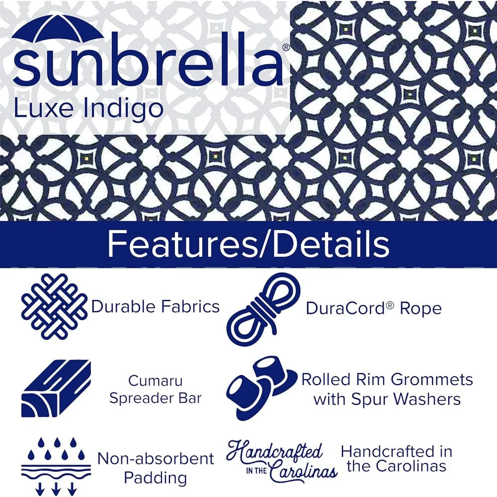 Luxe Indigo Sunbrella Tufted Single Swing Indoor Outdoor 300 LB Capacity