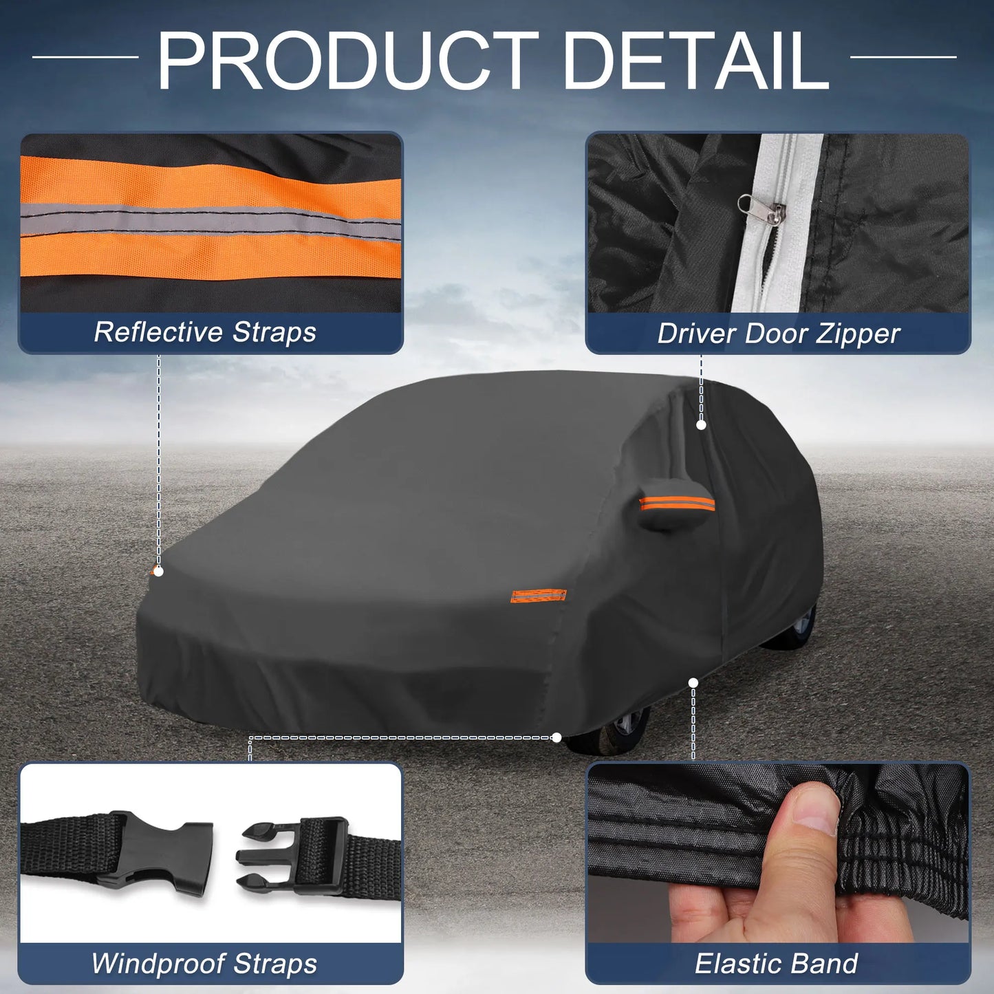 Uxcell Car Cover for Mazda3 Hatchback with Left Side Door Zipper