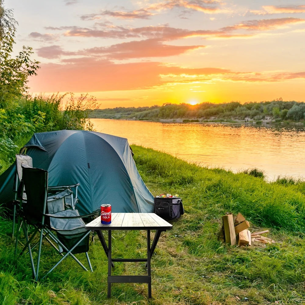 19 Inch Folding Side Table Portable Lightweight Adjustable Height Outdoor