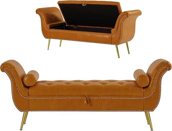 Ljustra PU Leather Storage Ottoman Bench 66.53" Modern End of Bed