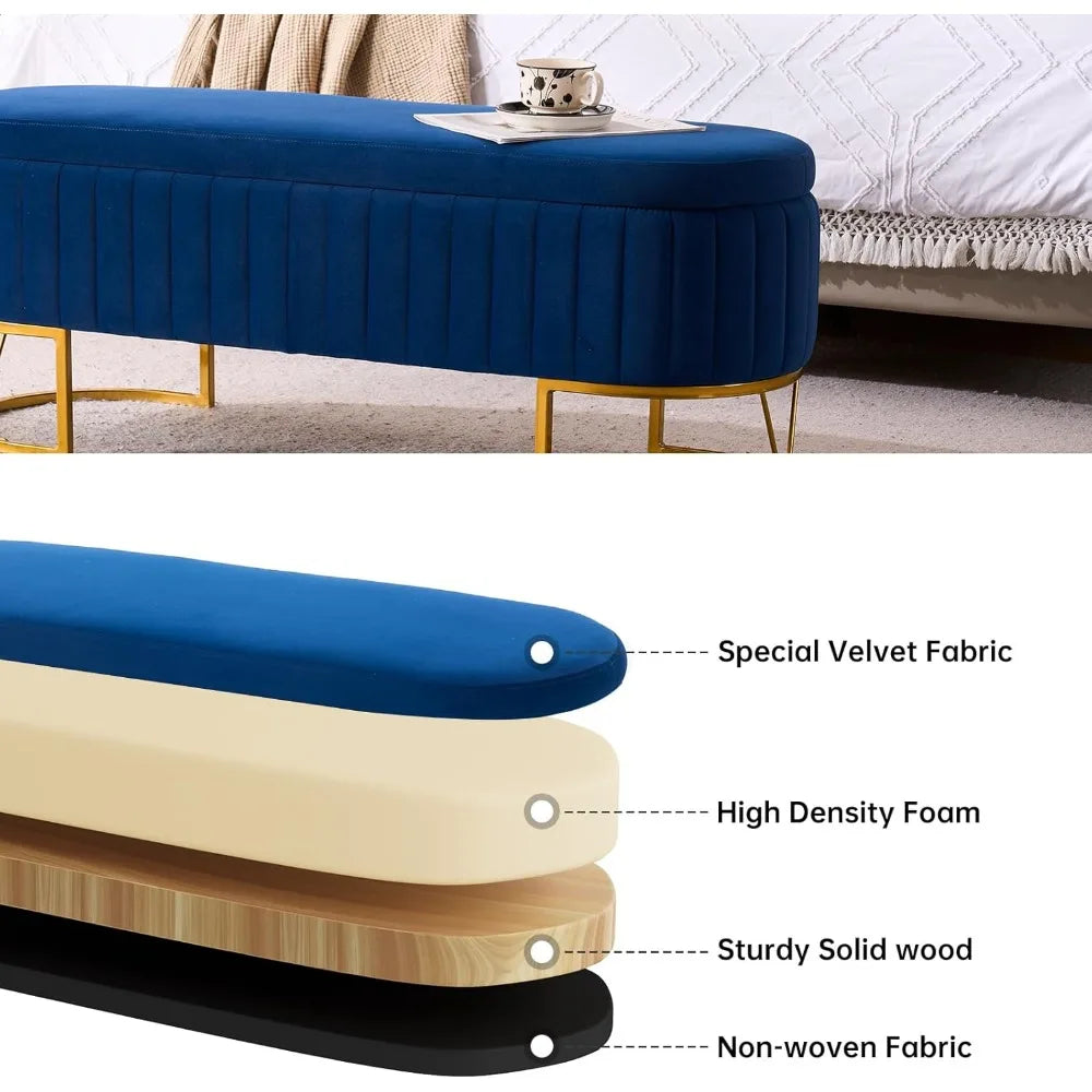 Modern Storage Ottoman Bench Upholstered Seating for Bedroom Entryway Living