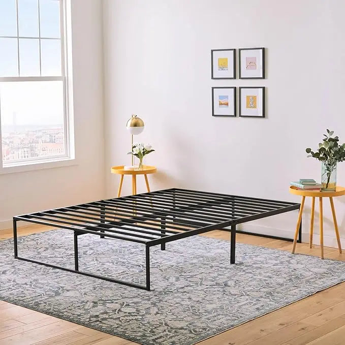 Folding Metal Platform Bed Frame Easy Assembly No Box Spring Needed