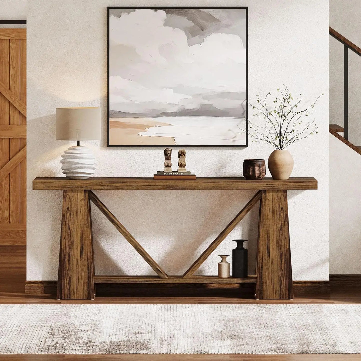 Extra Long Console Table Farmhouse Narrow Sofa Table for Living Room
