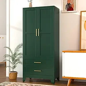 Metal Armoire Wardrobe Closet 71 Inch Storage Cabinet with Drawers