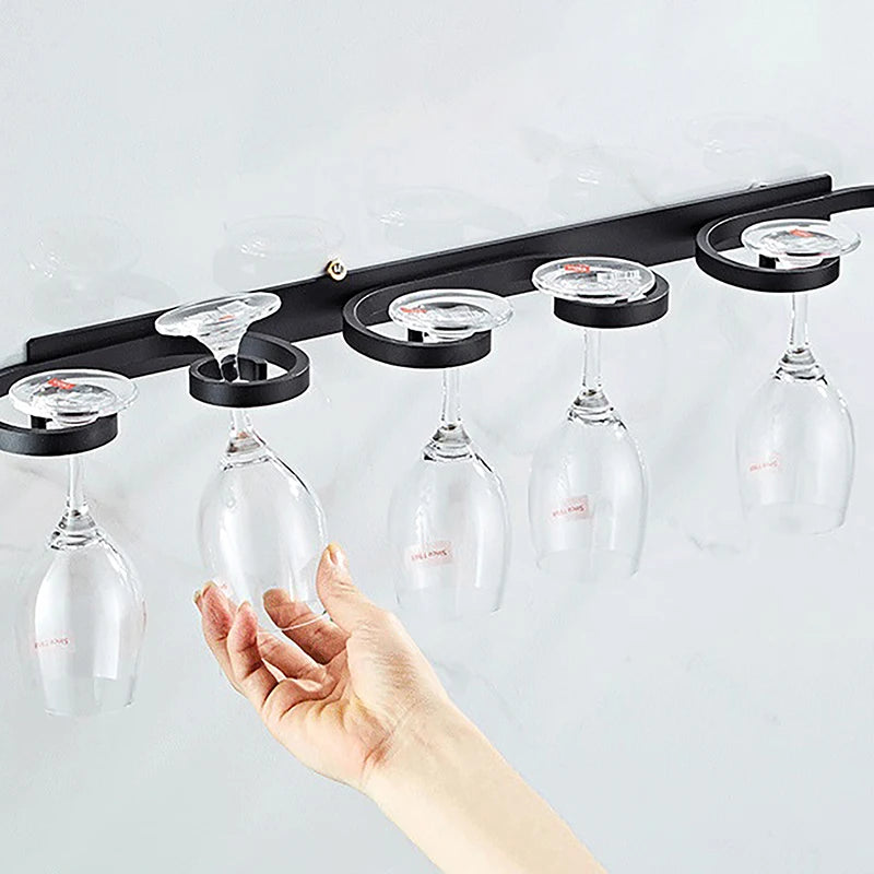 Wall Mounted Wine Glass Holder Space Aluminum Goblet Storage Rack