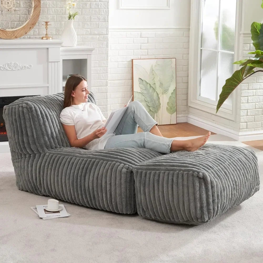 Ljustra Big Bean Bag Lounger Chair Sofa Memory Foam for Adults