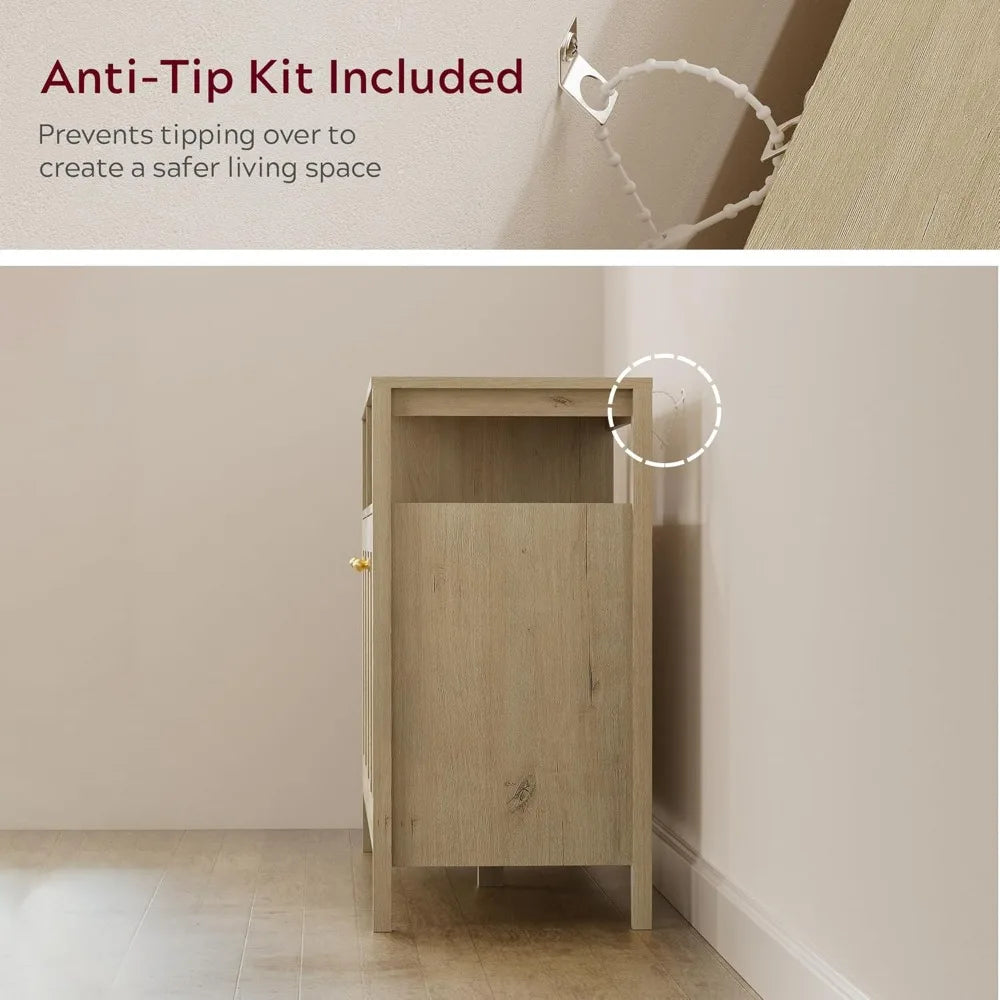 Farmhouse TV Stand Storage Cabinet Sideboard with Adjustable Shelves