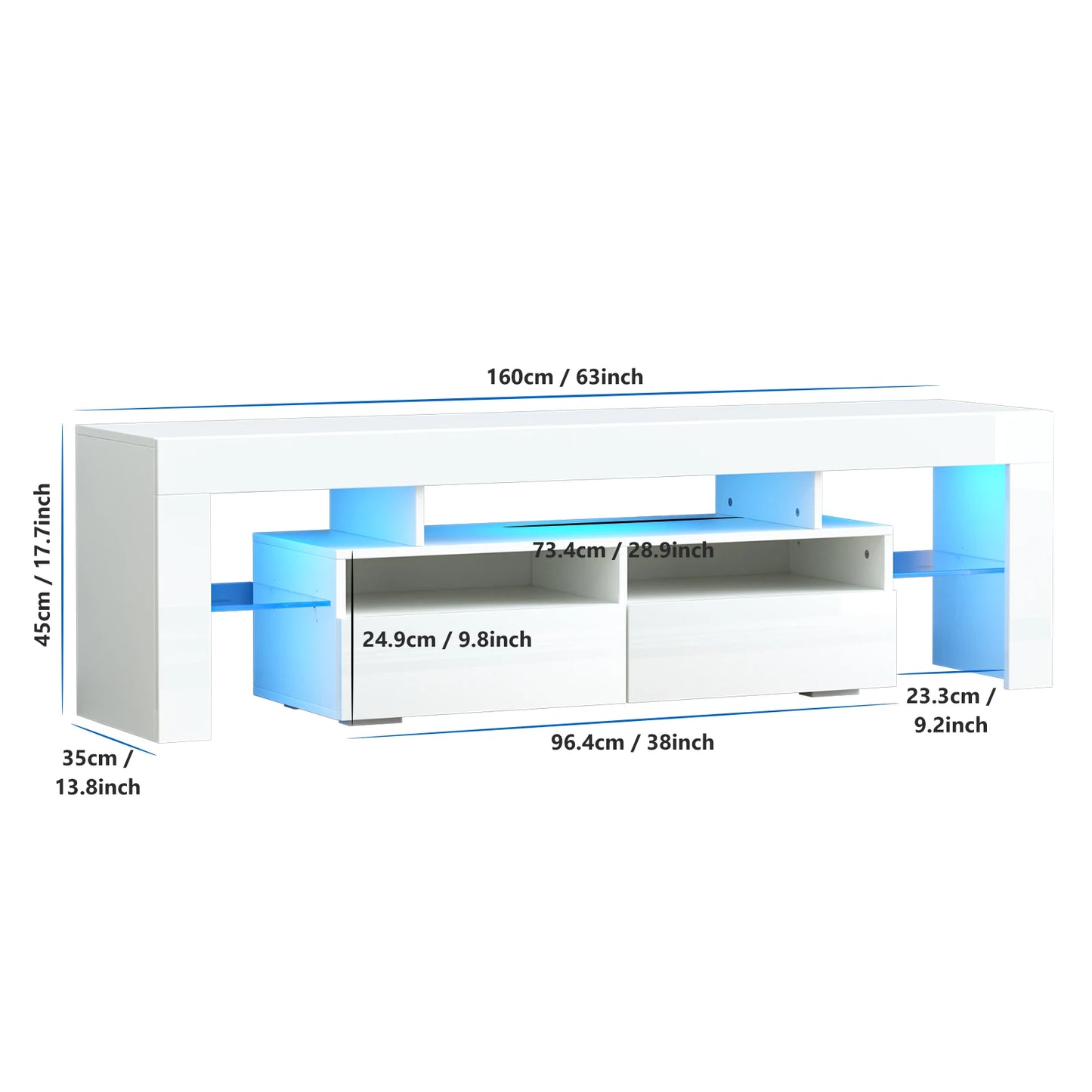 71 Inch LED TV Stand Modern Entertainment Center with RGB Light Storage