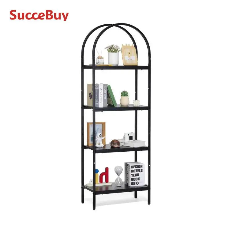 Ljustra Metal Bookshelf 4 Tier Industrial Rustic Open Shelf Storage Unit