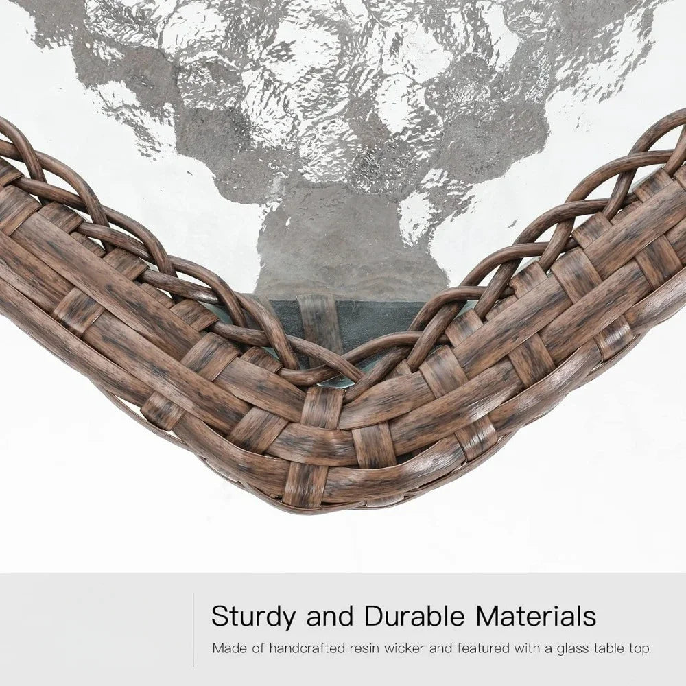 Ljustra 3 Piece Patio Furniture Set Wicker Rocking Chairs Coffee Table