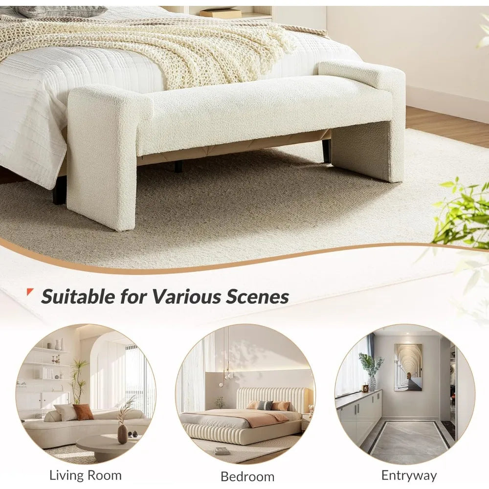 Ljustra 58.5" Modern Fabric Upholstered Entryway Bench Solid Wood Frame