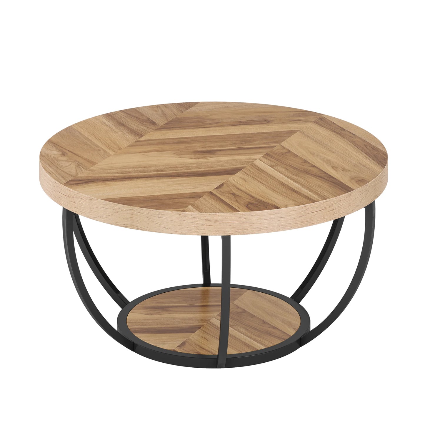 Ljustra Modern Round Coffee Table 31.7 Inch Industrial Design