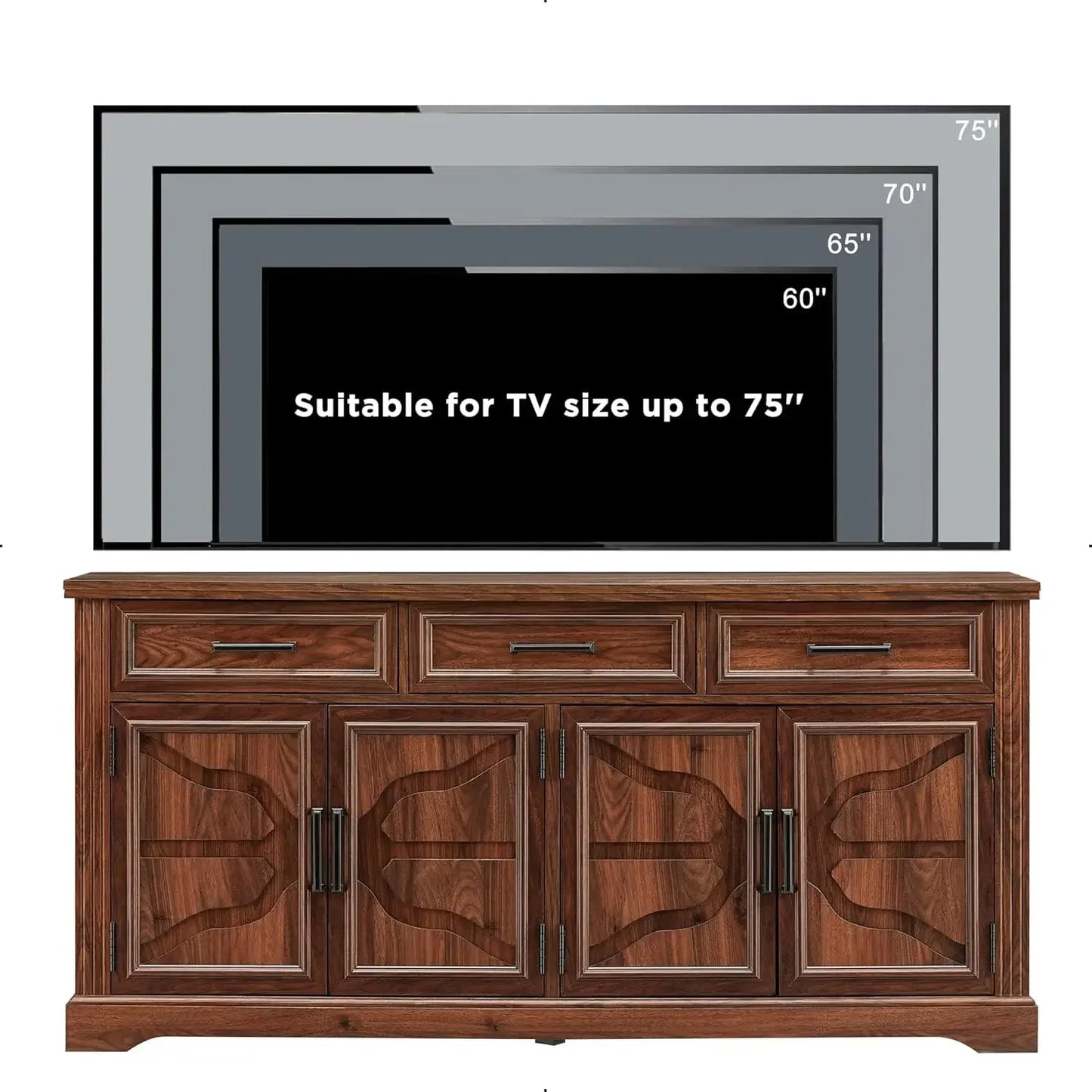TV Stand for 75 Inch TVs 66 Wide Entertainment Center Media Console