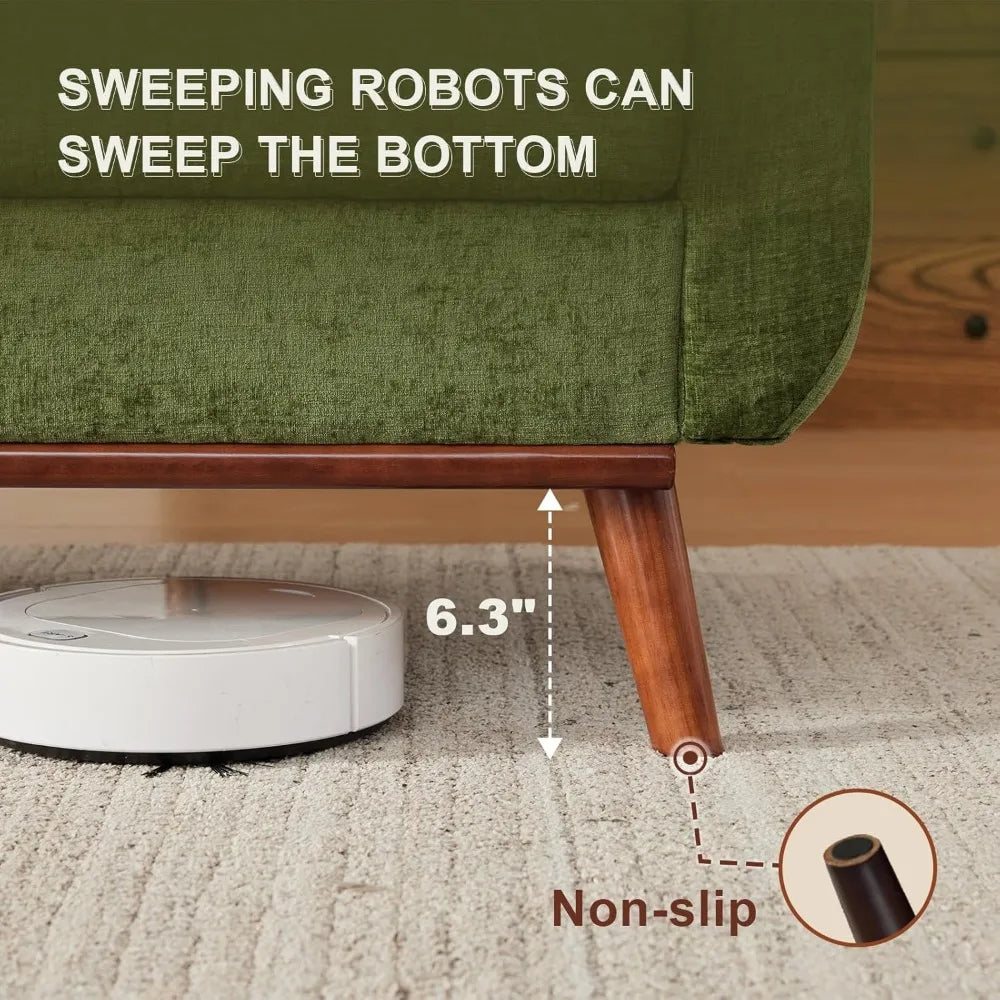 Ljustra 77" Chenille Loveseat Couch Mid Century Modern Sofa