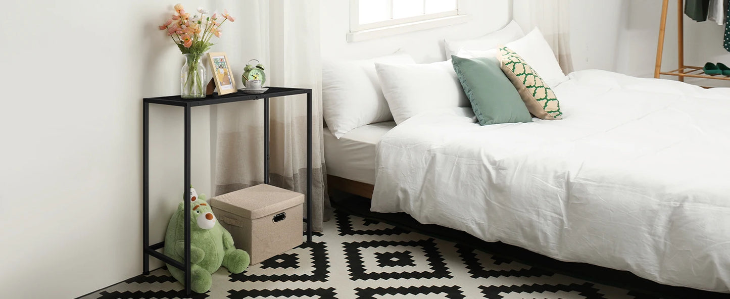 Narrow Wood Metal Console Table 31.5 Inch Slim Design for Entryway Living Room