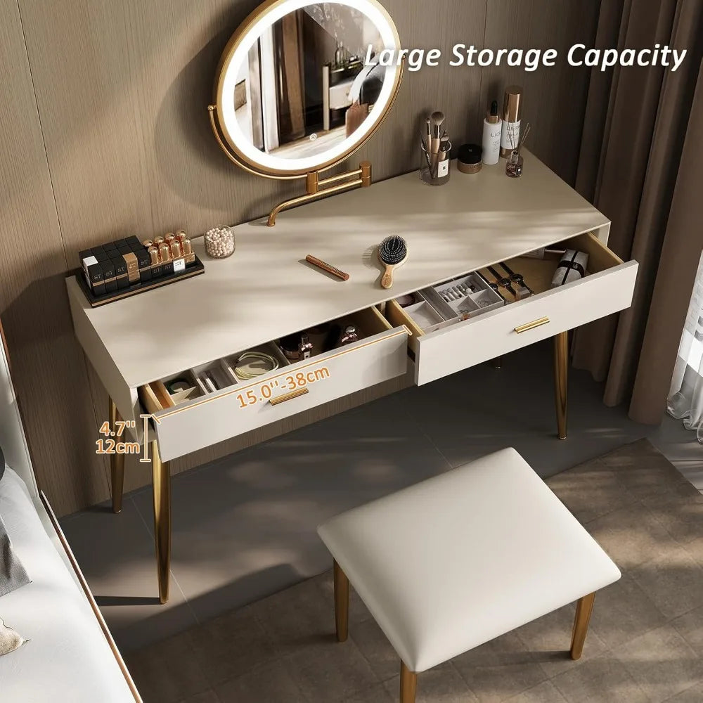 Makeup Vanity Desk with Mirror and Lights Small Vanity Table Set