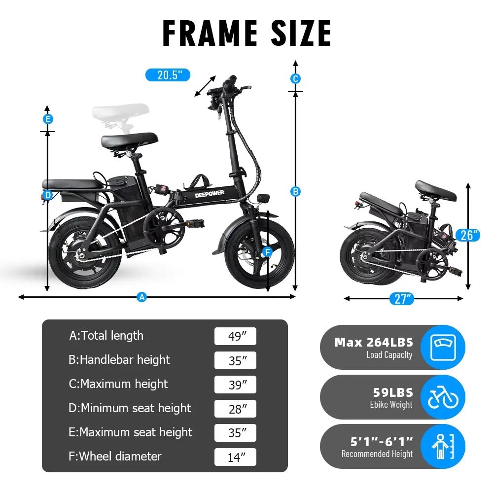 Ljustra 14 Inch Foldable Electric Bicycle 400W Motor City Commuting EBike