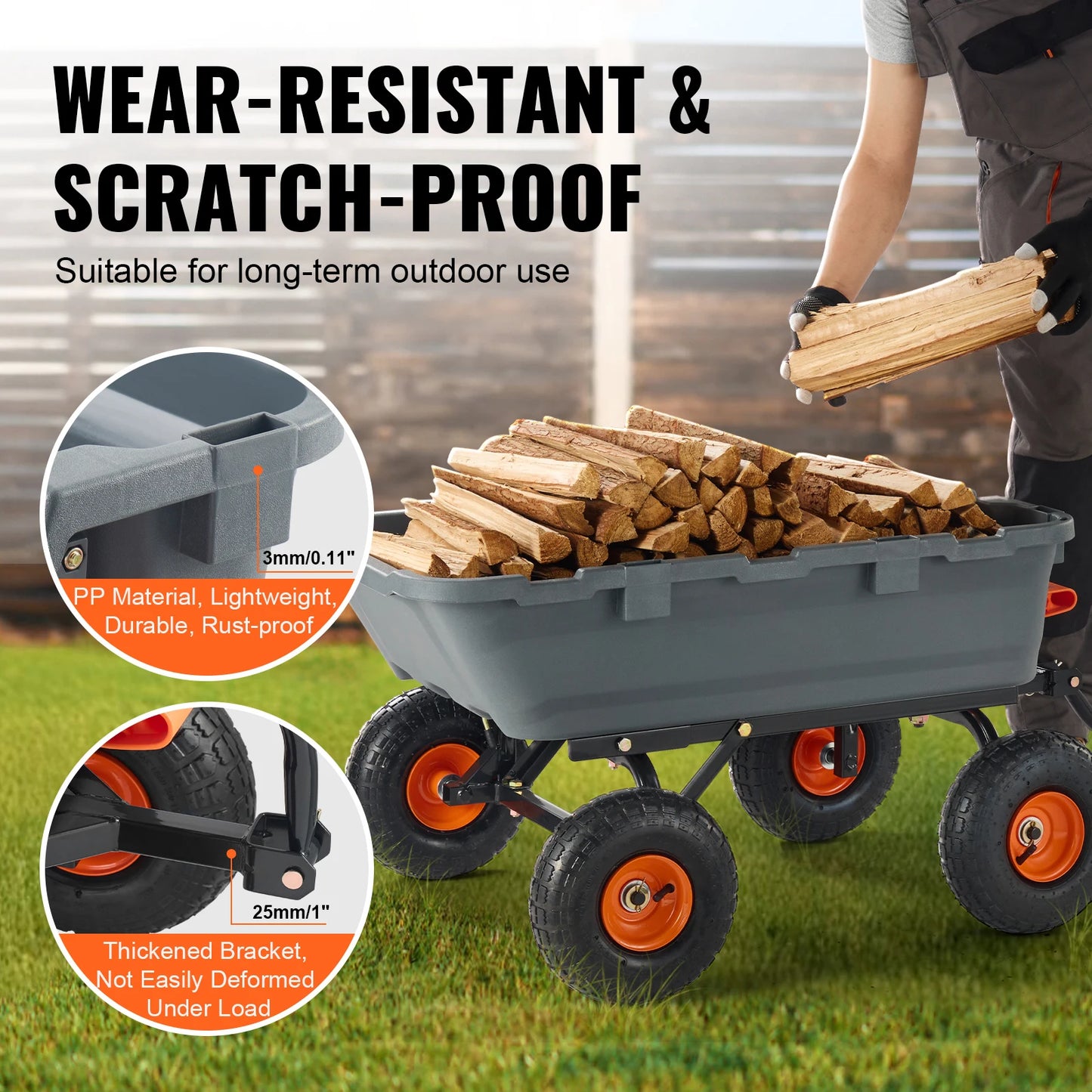 Durable Garden Dump Cart Heavy Duty Poly Wagon Steel Structure