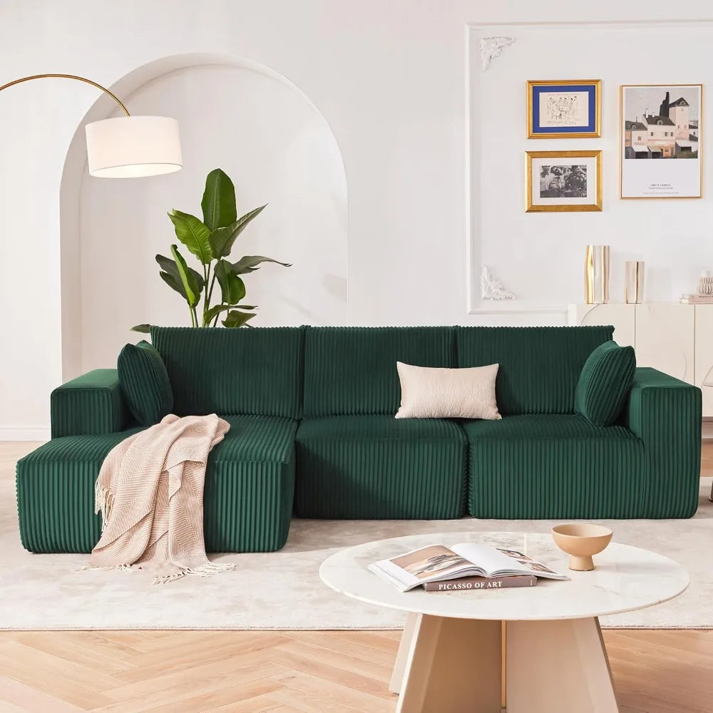 Ljustra 108" Modular L-Shaped Sectional Sofa Couch, Deep Seat, Modern Morocco Green