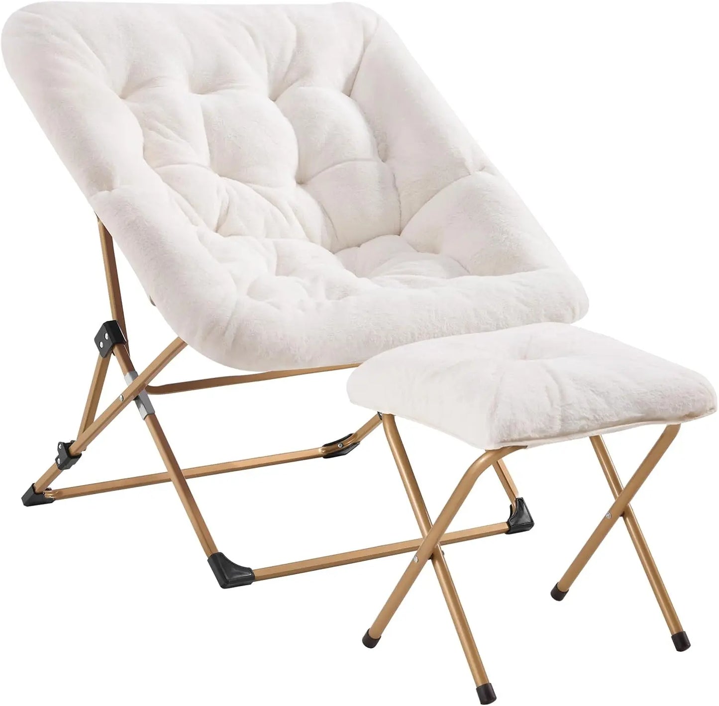 Comfy Faux Fur Folding Lounge Chair for Bedroom Living Room Dorms