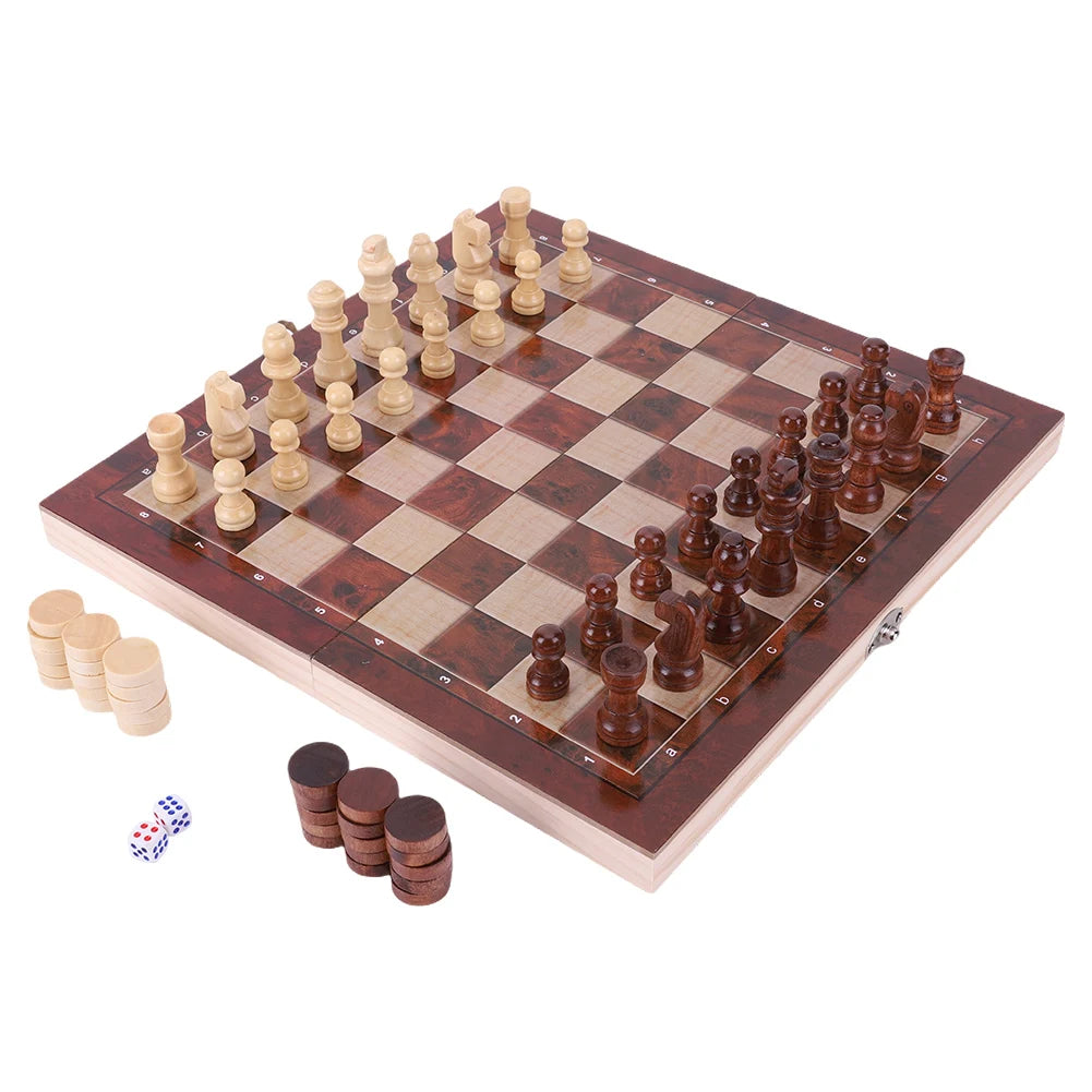 Ljustra 29x29cm Large Chessboard Wooden Set 3 in 1 Best Gifts for All