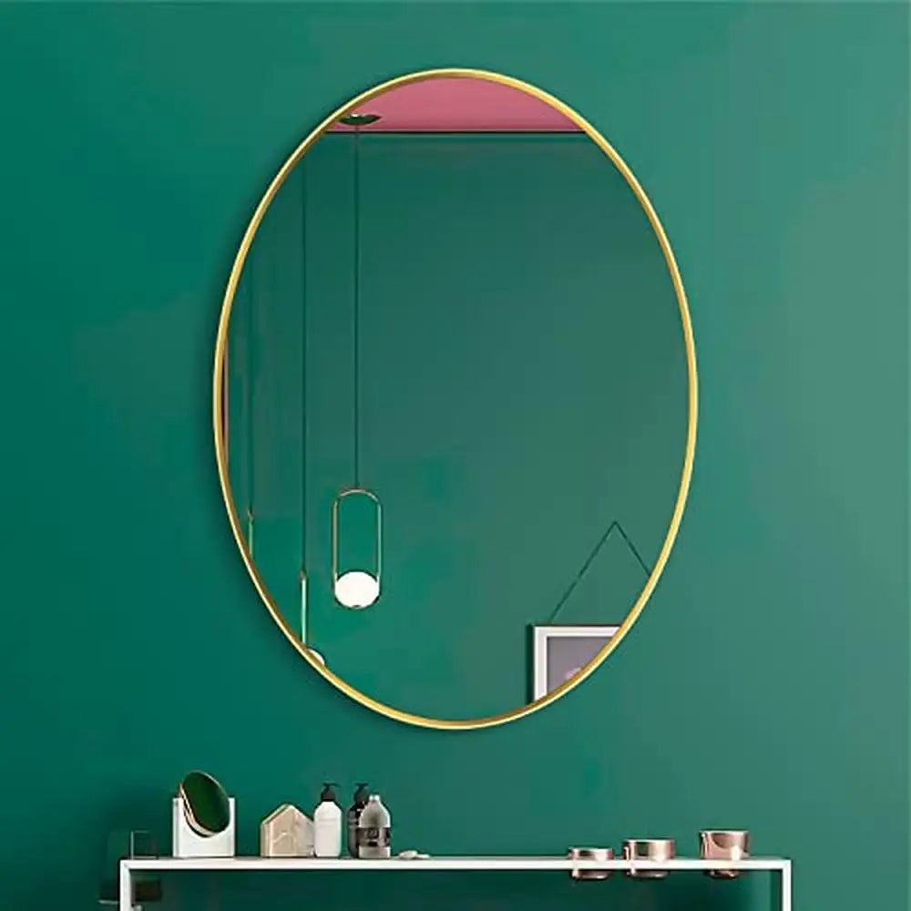 Stylish Oval Wall Mirror Aluminum Frame High Definition Glass Home Decor